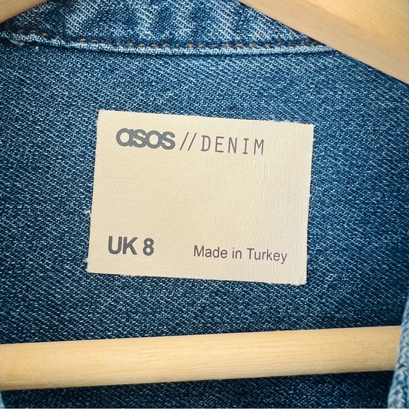 ASOS Denim Mini Dress With Belt in Midwash Blue Size 4 - Picture 7 of 12